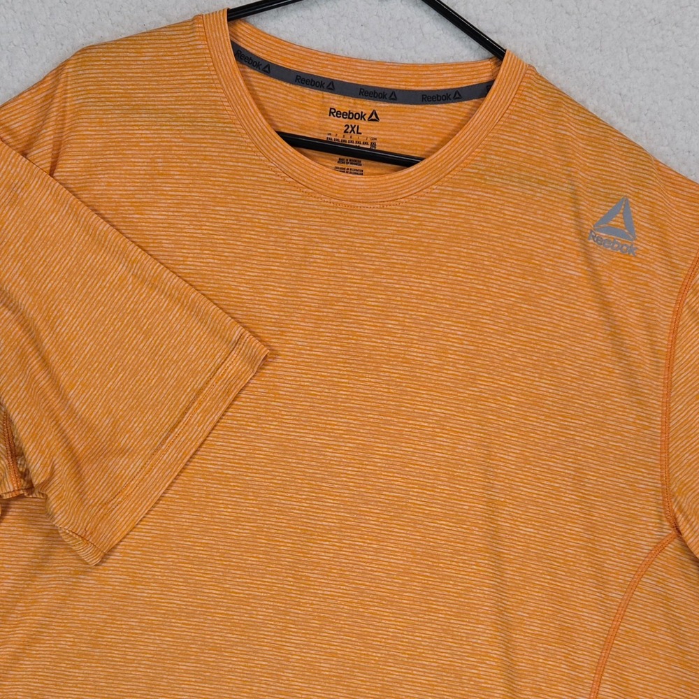 Reebok Mens Performance T-Shirt 2XL Orange Space Dye Gym Moisture Wicking